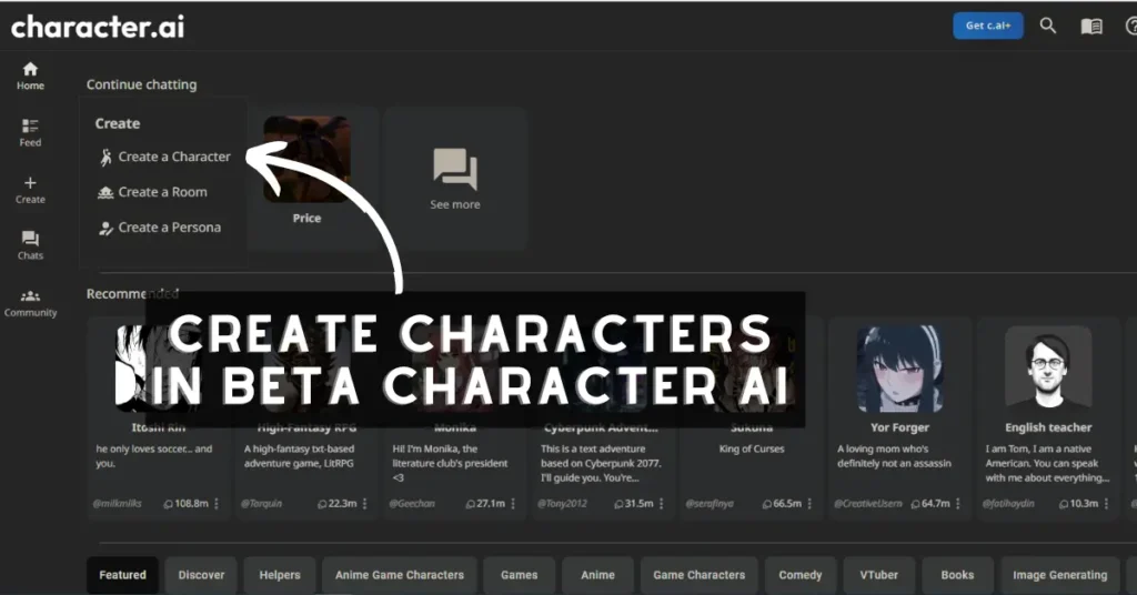 Create Characters in Beta Character AI