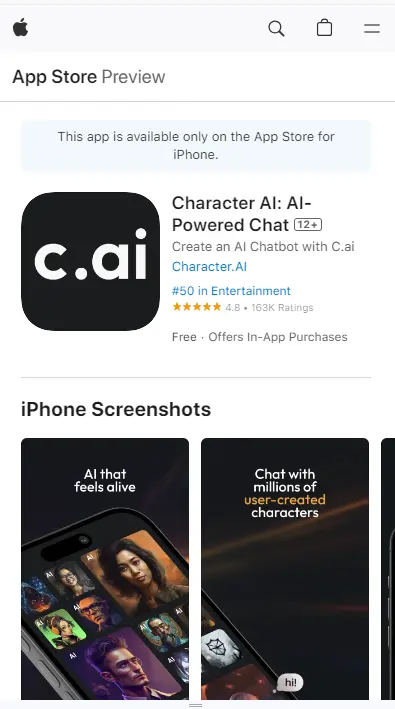 Download Beta Character AI App on iOS